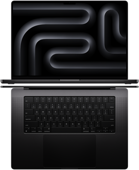 Une présentation d’ordinateurs portables MacBook Pro met en valeur le large écran et le design fin